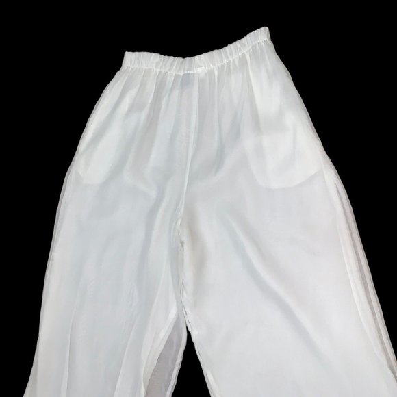 Chris Kellogg Vintage Wide Legged Pants Size 12 Chiffon Layer Pleated Off White - Picture 8 of 8